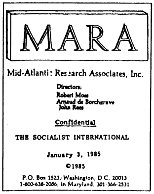 MARA: Mid-Atlantic Research Associates, Inc. The Socialist International (1985)