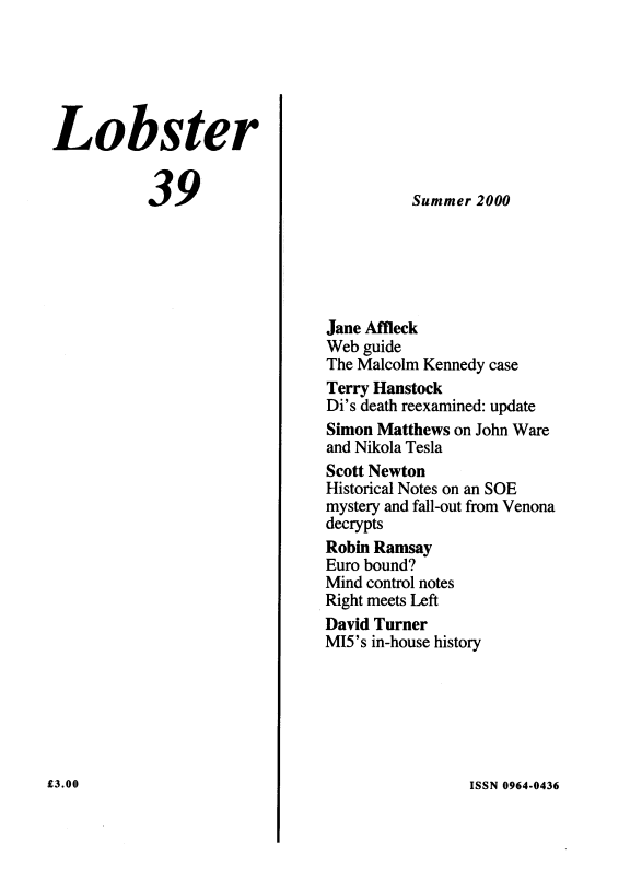 Lobster Issue 39 Cover
