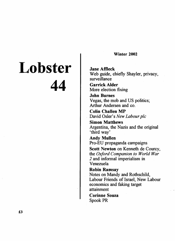 Lobster Issue 44 Cover
