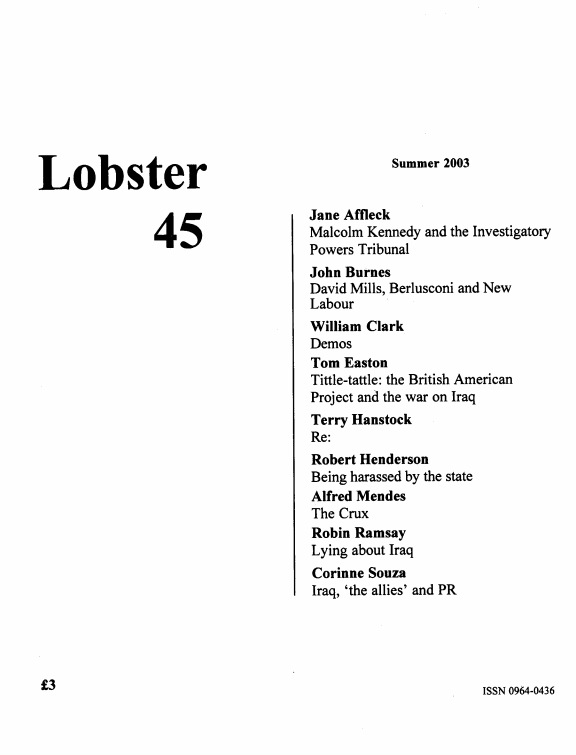 Lobster Issue 45 Cover