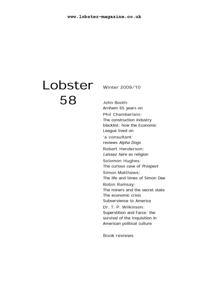 Lobster Issue 58 Cover