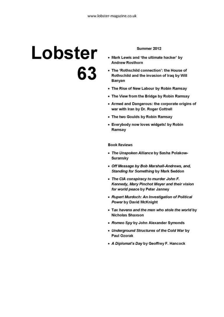 Lobster Issue 63 Cover