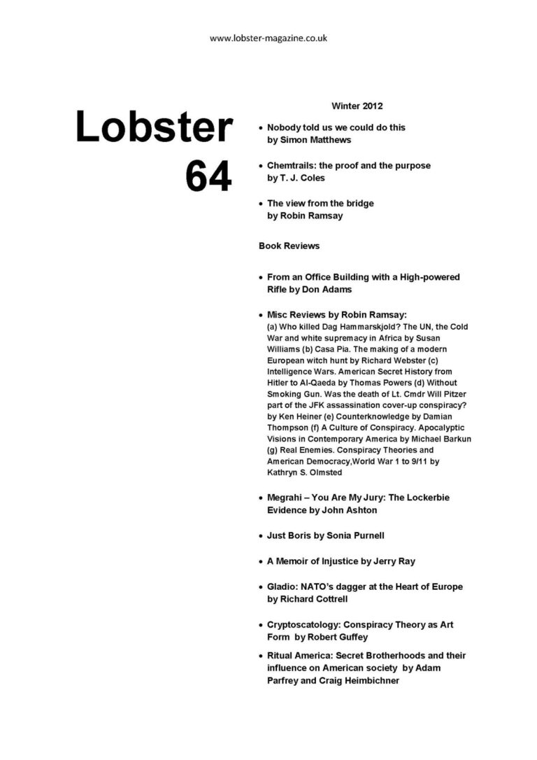 Lobster Issue 64 Cover