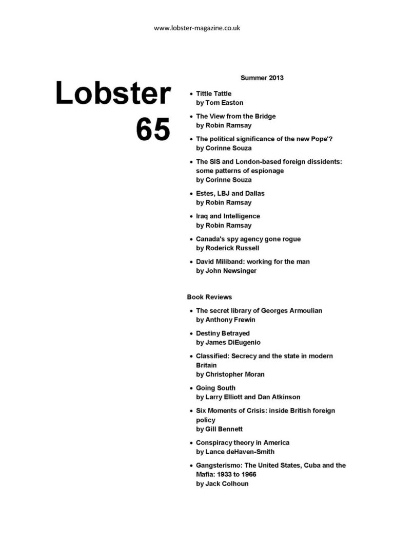Lobster Issue 65 Cover