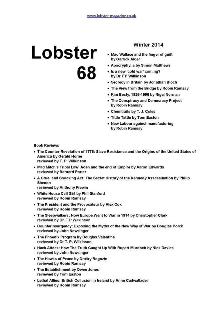 Lobster Issue 68 Cover