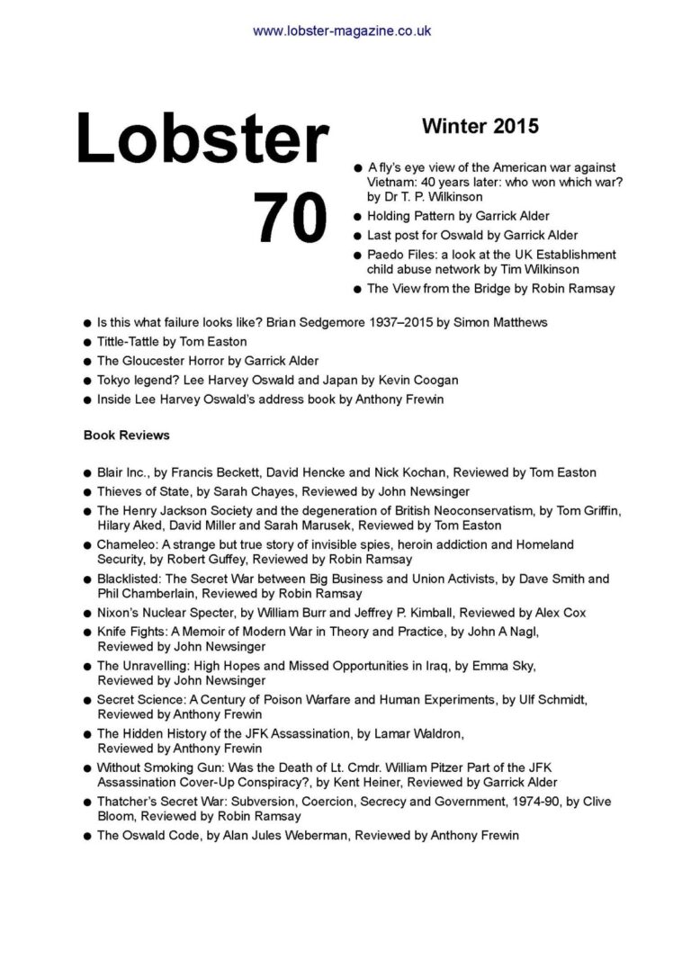 Lobster Issue 70 Cover