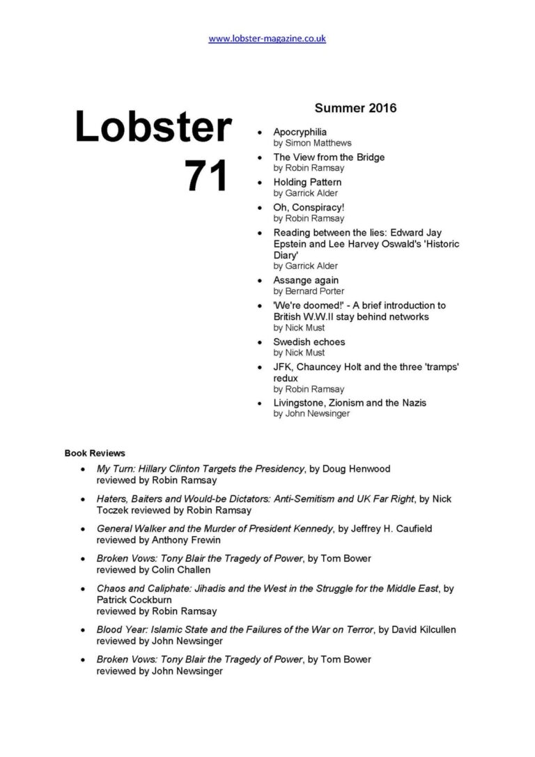 Lobster Issue 71 Cover